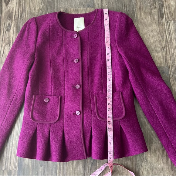 Anthropologie Elevenses Raspberry Peplum Structured Wool Blend Blazer - Picture 11 of 16
